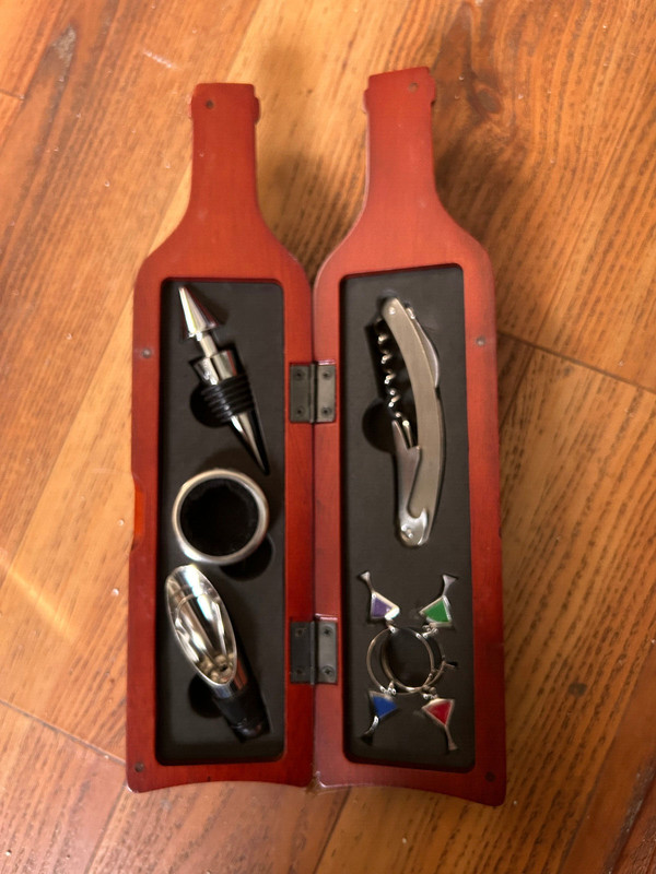 Wine Opener Set housed in bottle shaped container