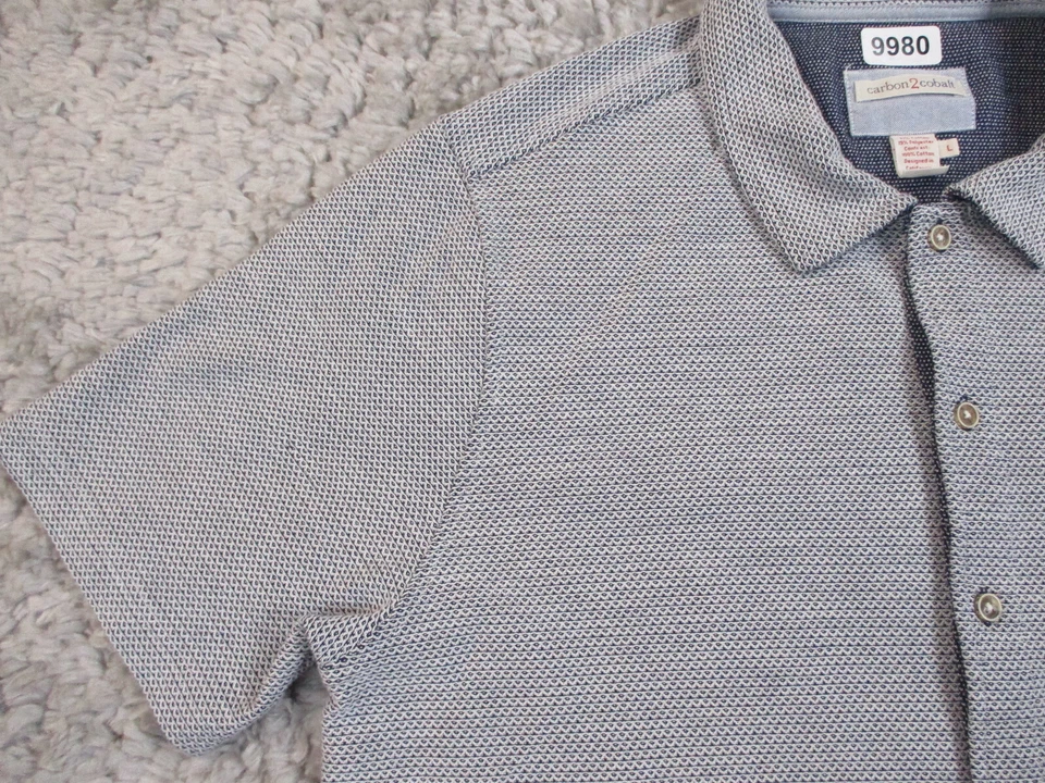 Camisa de carbono 2 cobalto para hombre grande azul blanco tejida bolsillos abotonados informal Foto 4 de 4