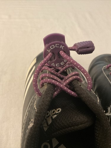 Adidas Kids Boys Girls Soccer Cleats Shoes ~ Size 10K ~Black ~ Purple Lock Laces - Picture 7 of 9