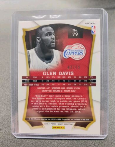 2013-14 Panini Select #79 Glen Davis Clippers Blue /49 - Picture 2 of 2