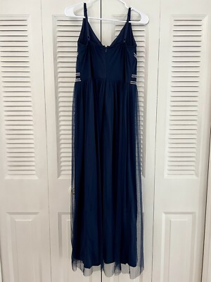 Grace Formal Evening Dress Long Blue/Silver Strappy Size M Prom /Wedding  Formal | eBay