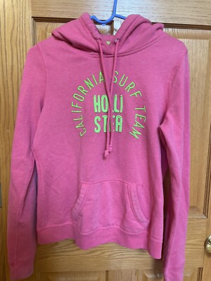 Girls Hollister pink graphic hoodie Size med EUC