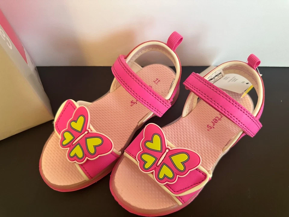 Nuevo En Caja Sandalia Carters Niñas Correa Ajustable Birdy Mariposa Rosa Talla 11 Foto 4 de 4
