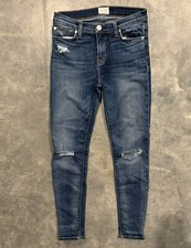 Hudson Nico Mid Rise Ankle Super Skinny Jeans Womens 26 Blue Distressed