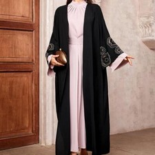 Islamic Women Muslim Open Abaya Cardigan Long Robes Moroccan Maxi Dress Ramadan