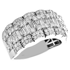 10K White Gold Round  Baguette Diamond Wedding Band 12mm Statement Ring 2.35 CT