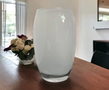 Corba Vintage Mcm Frosted Milky Glass Vase Made in Italy Signed 11.75"