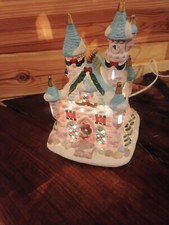 Disney Princess Cinderella Porcelain Village Lighted Ceramic Castle Purple