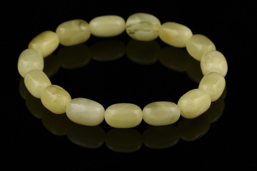 White Butter Olive Beads Genuine Baltic Amber Stretch Bracelet 5.7g b150709-5 - Picture 2 of 2