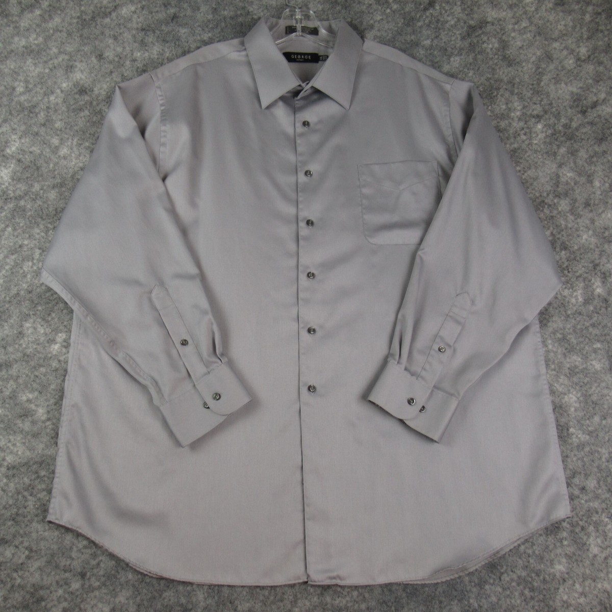 george sateen dress shirt Classic Fit Non-Iron Sateen Dress Shirt | Signature Carrington | George Richards Big & Tall Men's Clothing