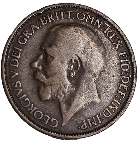 1924 Great Britain 1/2 Penny Very Good KM 809-Free USA Shipping