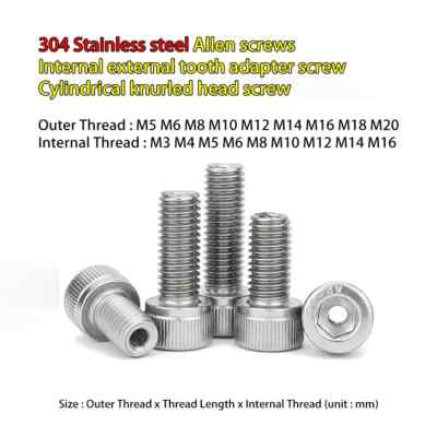 M14 M16 M18 M20 SUS304 Adapter allen screws Cylinder knurled head hollow screw