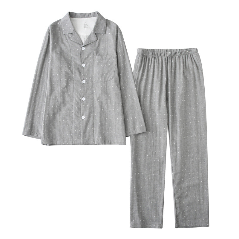 Mens Polka Dot Pajamas Set Long Sleeve Lightweight Casual Sleepwear Lounge Pants