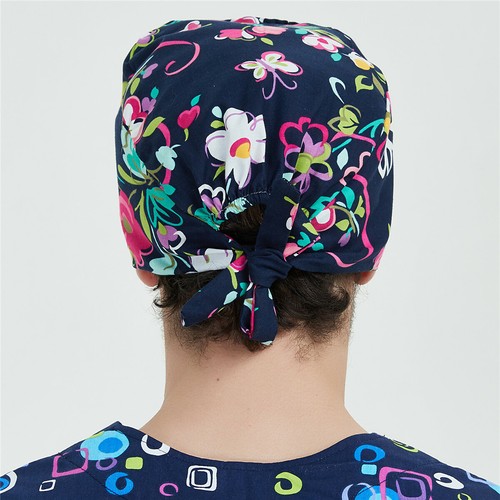 Womens/Mens Florals Printed Cap Scrub Hat/Cap Head Wear Adjustable Accessories - Picture 307 of 660