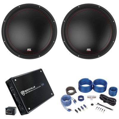 (2) MTX 3512-02 12'' 1000w SVC 2-ohm Car Audio Subwoofers+Mono Amplifier+Amp Kit