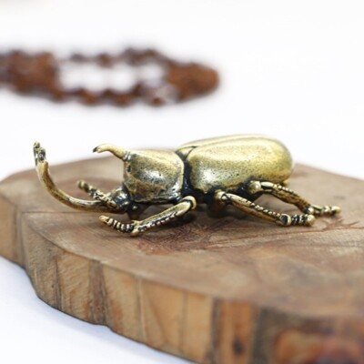 Brass Unicorn Beetle Figurine Statue House Ornament Insect Animal Figurines Toys
