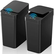 Bathroom Trash Can with Lid, 2 Pack 2.2 Gallon Automatic Touchless