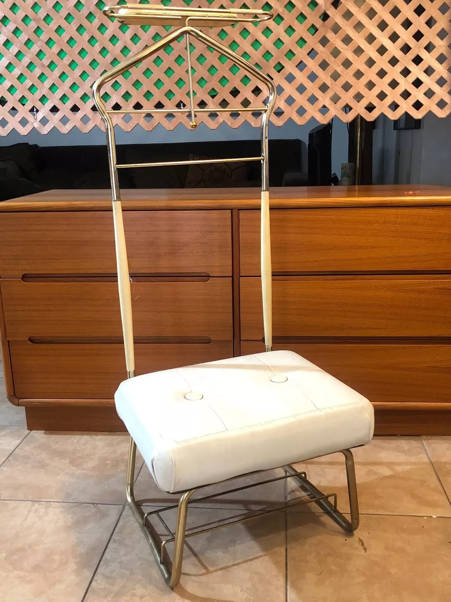 Mid Century Pearl Wick Vinyl Metal Valet Chair eBay