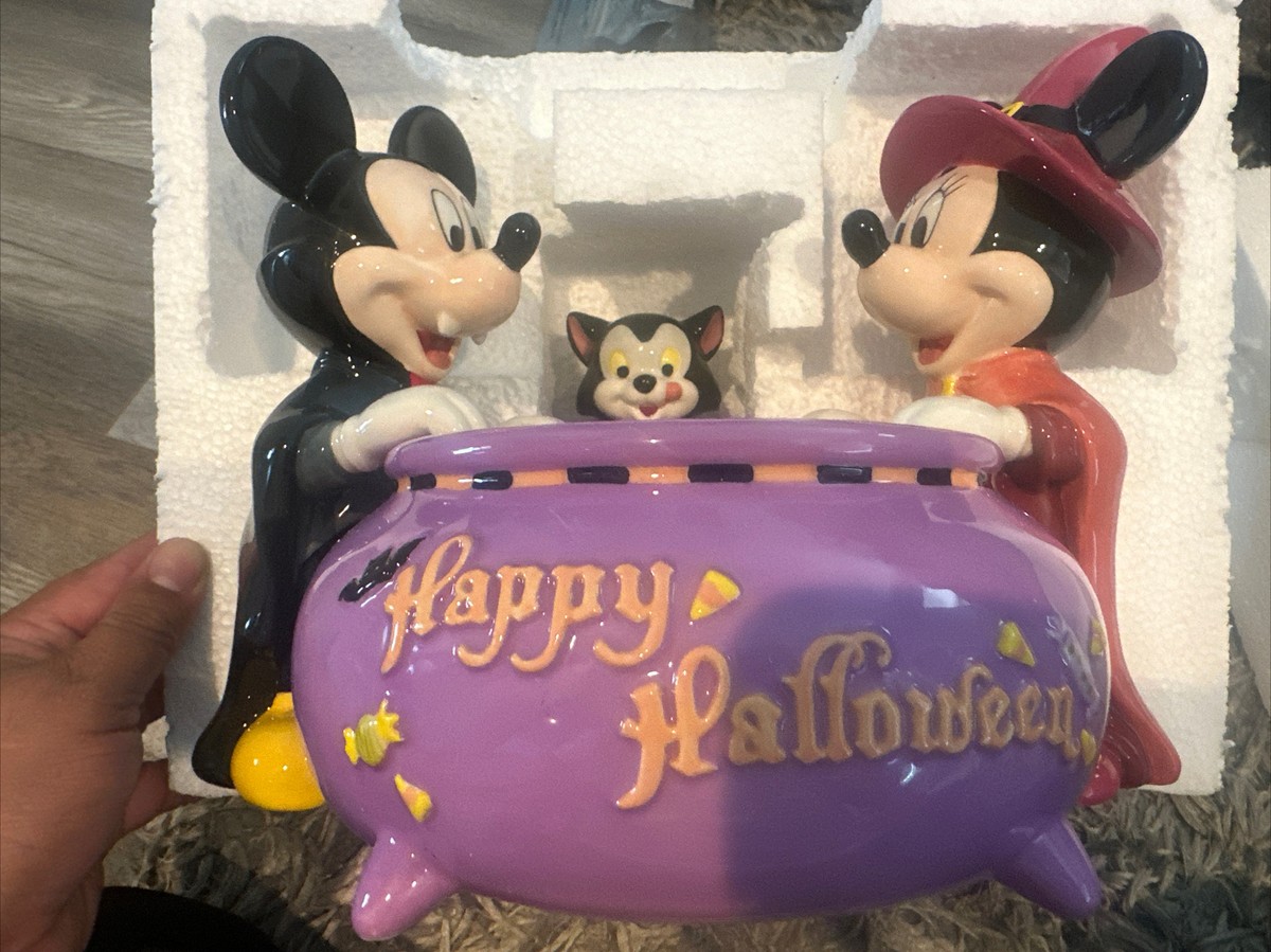 Disney Store Mickey-Minnie Mouse Figaro Happy Halloween Candy Dish