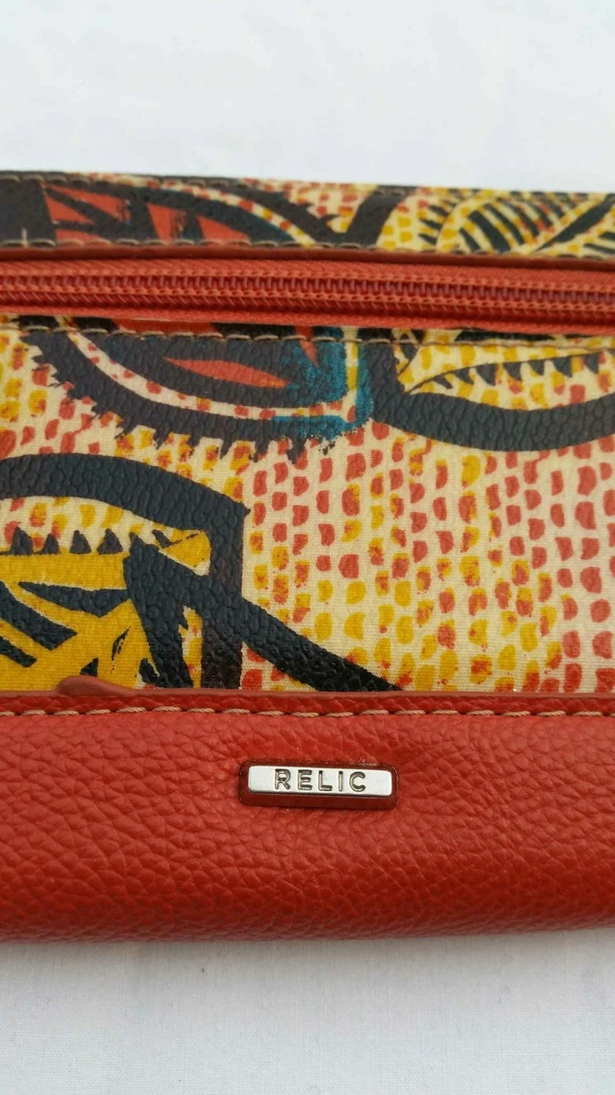 Relic by Fossil Clutch Wallet Orange Yellow Turquoise Burgundy