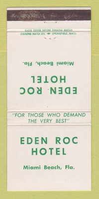 Matchbook Cover - Eden Roc Hotel Miami Beach FL WEAR 30 Strike