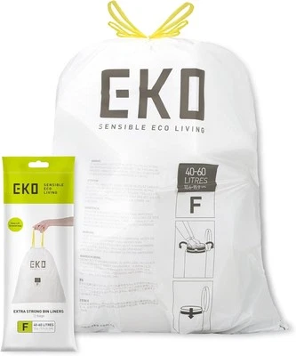 EKO Size F Bin Liners For Kitchen Bins - 40 - 60 Litre 12 count (Pack of 1)