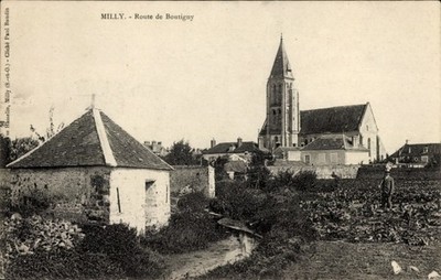 Ak Milly la Forêt Essonne,  Kirche, Landschaft, Weg, Garten - 5012727