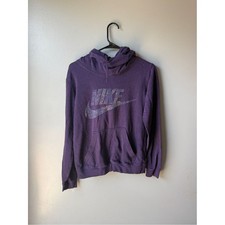 Nike Women's Purple Funnel Neck Hoodie Sweatshirt Small Pullover Graphic