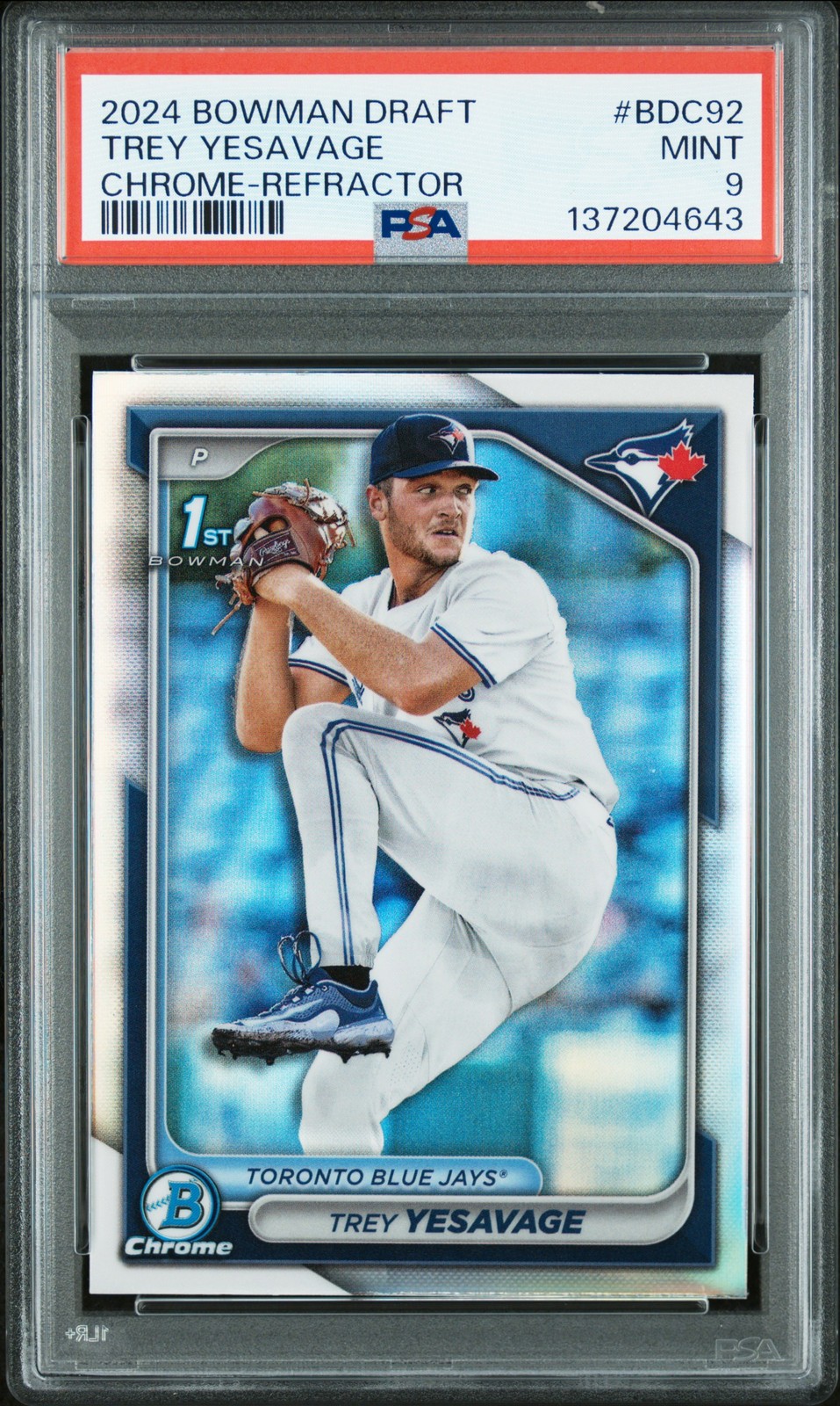 2024 BOWMAN DRAFT CHROME-REFRACTOR #BDC92 TREY YESAVAGE PSA 9