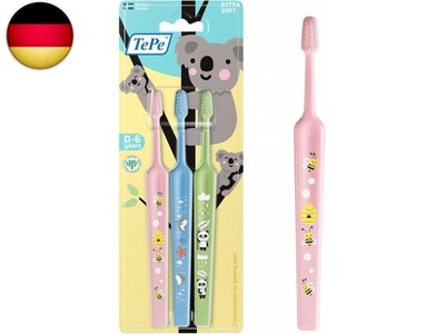TePe Mini Zahnbürste, Extra Soft, 3 Stk., farblich sortiert, Kinderzahnbürste, e