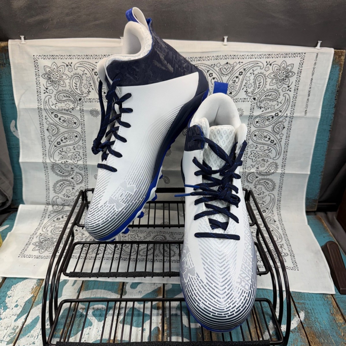 Under Armour UA Hammer 2 MC Football Cleats White/Royal Mens Sz 12