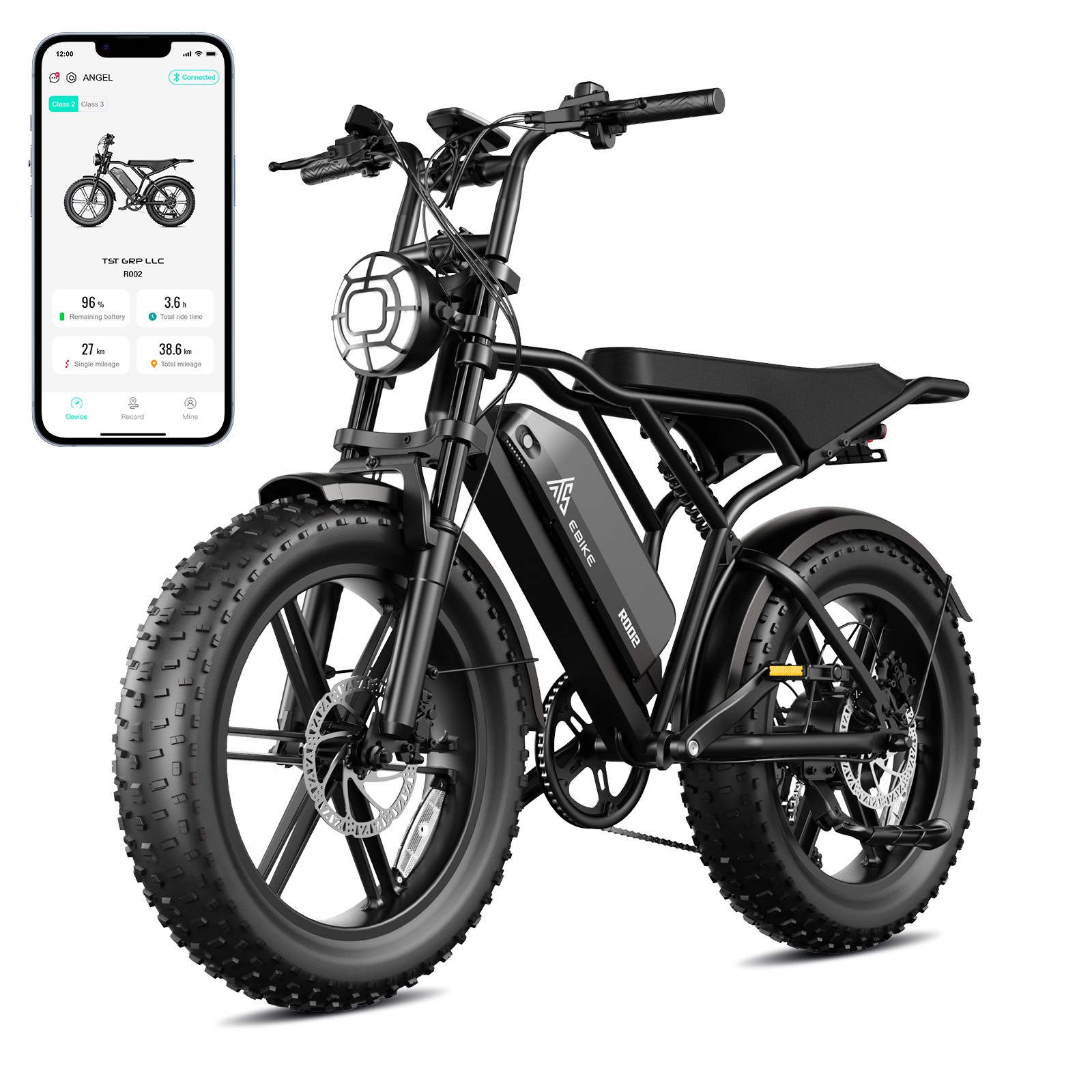 TST Electric Bike for Adult 1500W Peak 32MPH 20''Fat Tire Off-road MountainEbike