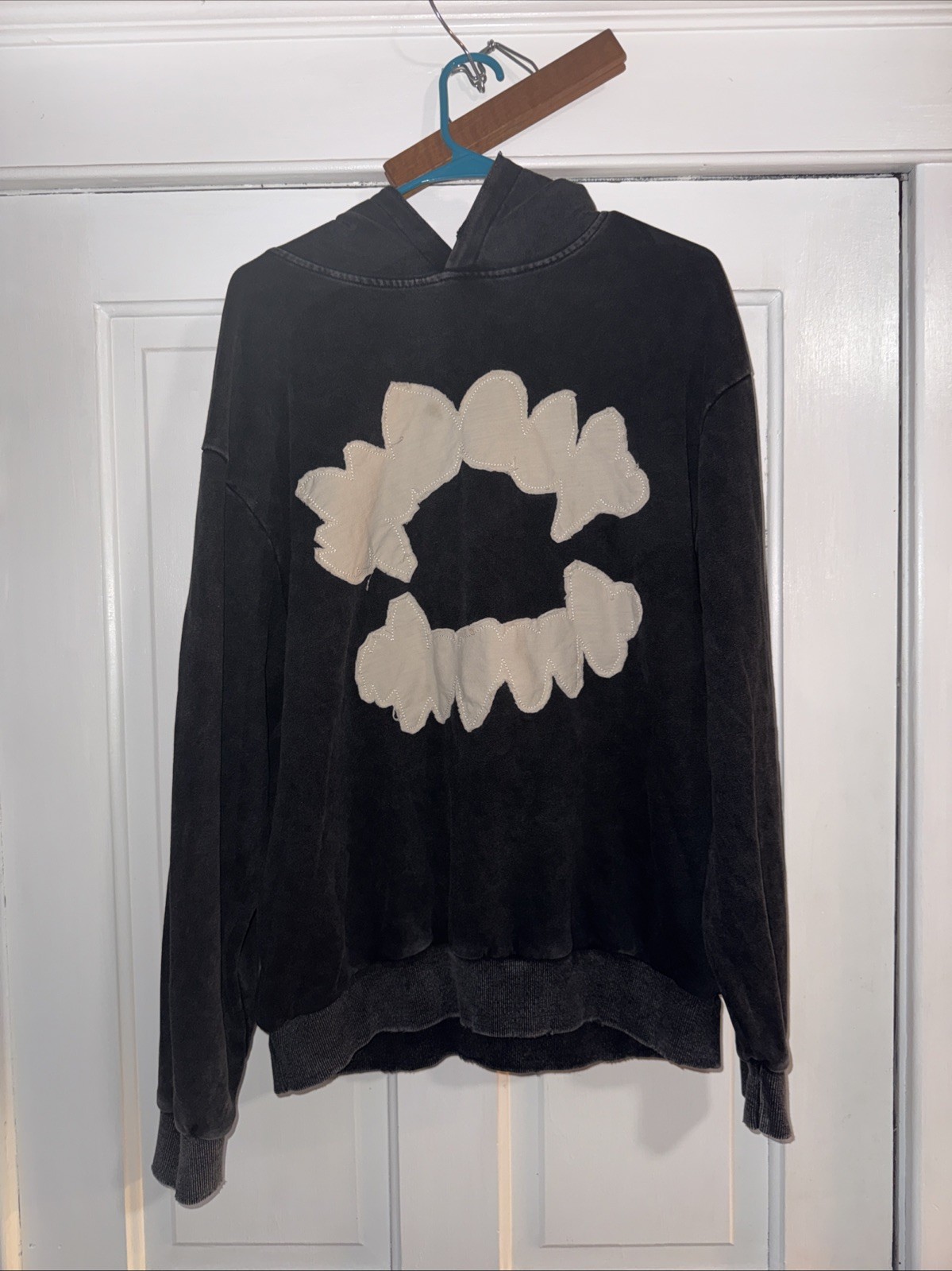 Japanese Patchwork Goth Vampire Teeth Hoodie. Adu… - image 1