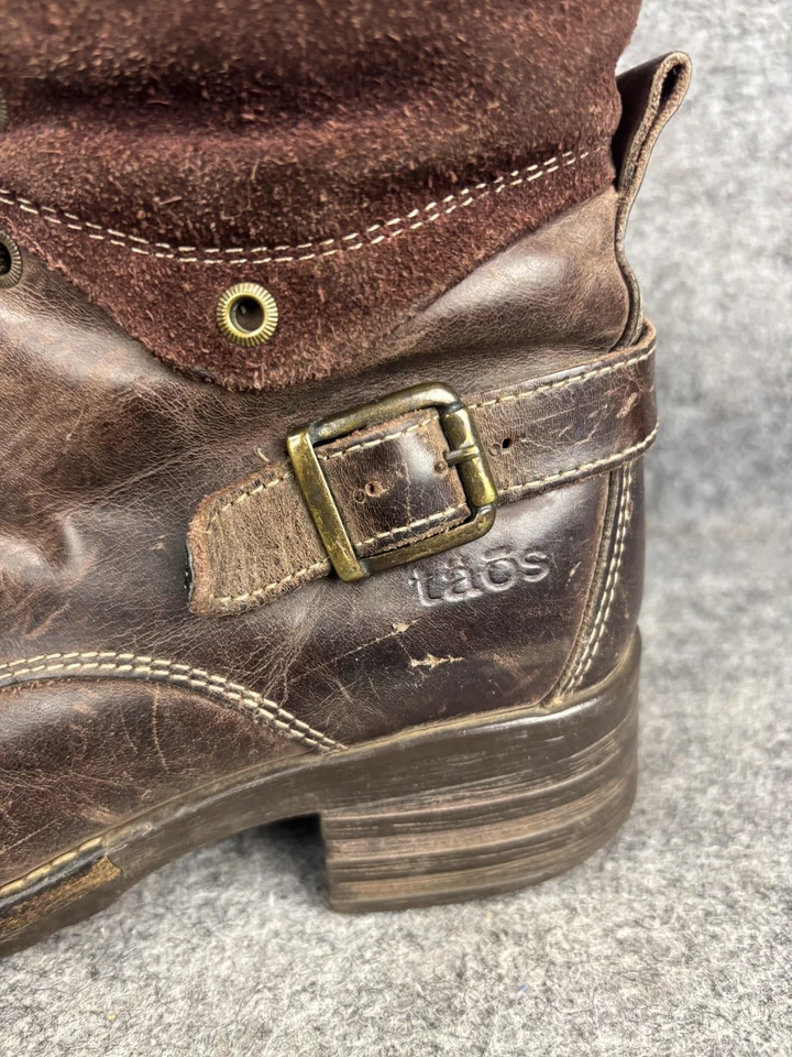 Botas Taos Mujer Talla EU 38 Marrón Crave Cuero Con Cordones Combate Hebilla Cremallera Lateral Foto 2 de 4