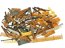 160 Pcs Vintage HO Scale Lot Building Material Lumber Pipe Fencing Logs Ladders