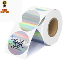 JOYIT 2'' Holographic Thermal Labels - Round-400 PCS, Silver