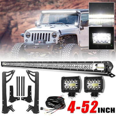 #ad 52quot; LED Work Light Bar4quot; Light PodsMounting Bracket For Jeep Wrangler JK 07 18 $148.96