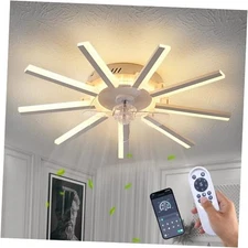  27" White Straight Strip Geometric Ceiling Fan with 27"-White-8 Straight