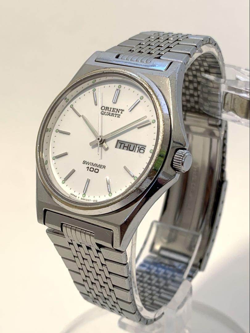 Orient Swimmer 100M Quartz Watch Silver Day-Date Men's