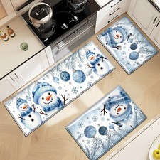 1/ 2/ 3pcs Snowman Decoration Christmas Tree Blue Snowflake Holiday Background