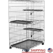 3-Tier Cat Cage Playpen Indoor Metal Structure Secure Doors Easy Access New
