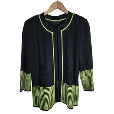 Ming Wang Sweater Jacket Women's Medium Cardigan Office Shoulder Pads Artsy