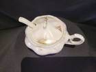 Antique lidded porcelain sugar bowl with spoon — photo 2
