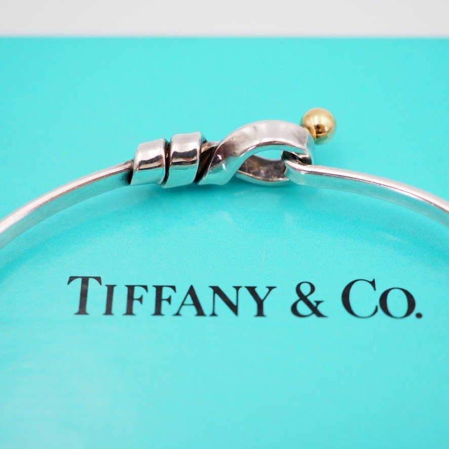 EXC] TIFFANY & Co. Bracelet Hook & Eye Bangle Silver 18K Yellow