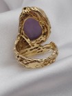 Vintage 14K YG Lavender Jade Huge Cabochon Artisan Branch Custom Ring Sz6.5 8.8g — photo 9