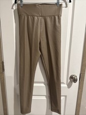 WOMENS FAUX LEATHER LEGGINGS PANTS-UNBRANDED-POLY TAN SKINNY-SIZE MEDIUM