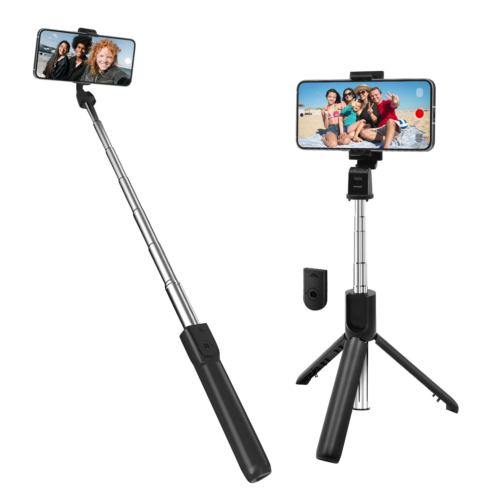 Perche à selfie LinQ avec trépied extensible et télécommande noir