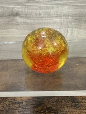 Vintage Handcrafted Resin Lucite Round Paperweight Fast Free Shipping