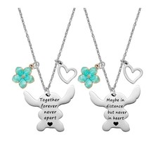 2PCS Best Friend Necklace Set, BFF Friendship Necklace for 2, together in heart