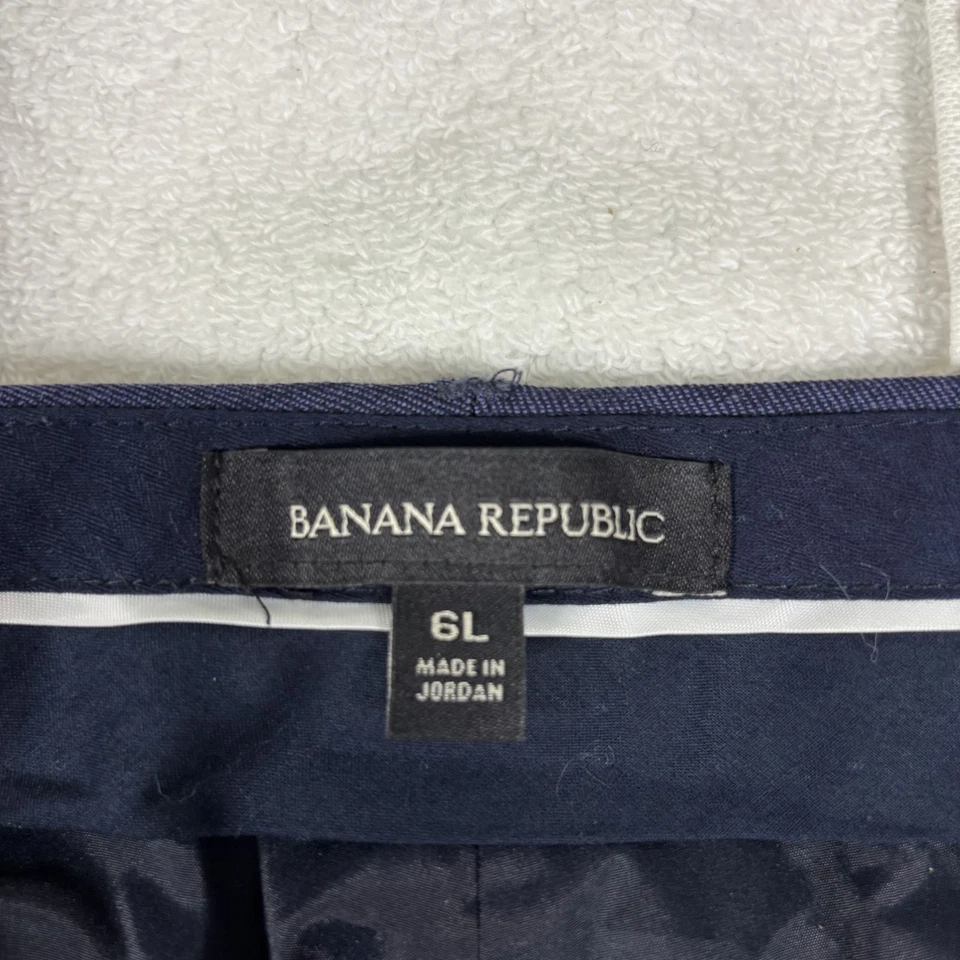 Banana Republic Ryan Flannel Pants Womens 6 Navy Blue Wool Slim Fit Straight Leg - Image 4 of 4